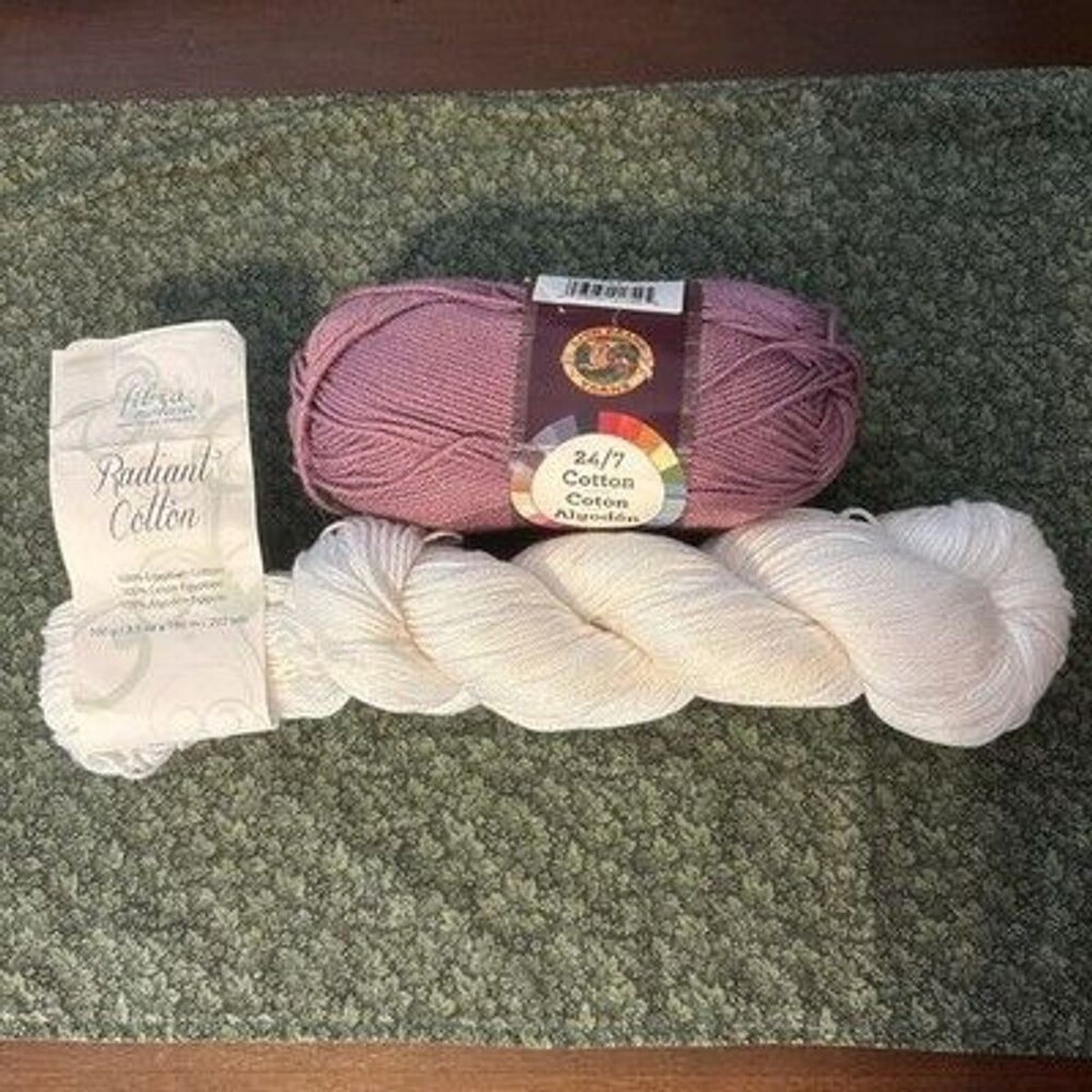 Lion Brand 24/7 Cotton Yarn-Lilac, 761-143 Purple white radiant Egyptian cotton